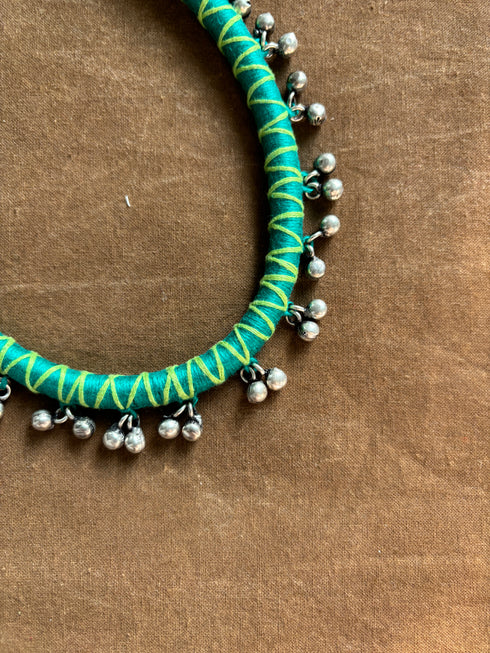 Rangila Ras | Green Patwa Ghungroo Thread Necklace